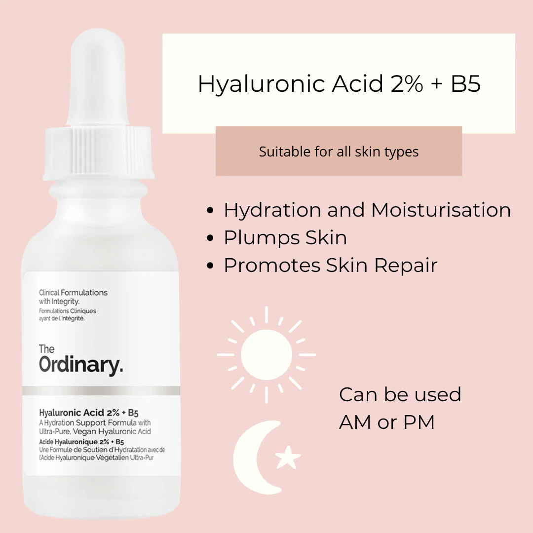 The Ordinary Hyaluronic Acid 2% + B5 – Hydrating Serum for Smooth, Plump & Healthy Skin. (30ML)